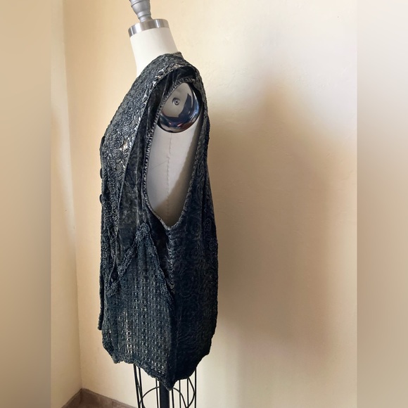 Exquisite Vintage Buccelli Lace & Burnout Velvet Vest Tunic L/XL - Picture 7 of 8